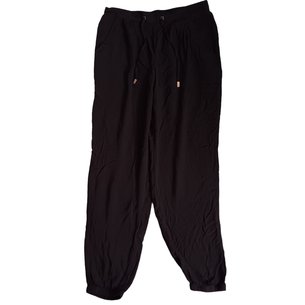 Primark Black Sweatpants 100%Viscose With Functional Drawstring Women's Size 6